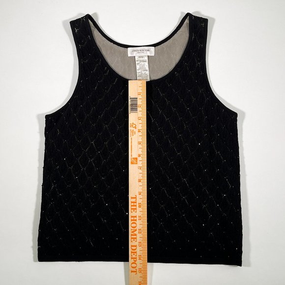 Jones New York Black Sparkles Petite Top Size P/S - Picture 6 of 8
